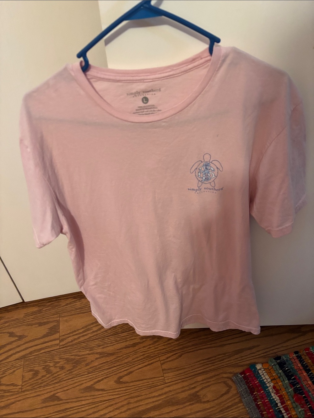 Simply Southern Pink Tee with Small Sea Turtle Graphic